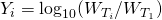 Y_i = \log_{10}({W_{T_i}}/{W_{T_1}})