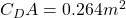 C_D A=0.264 m^2